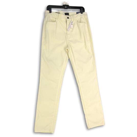 NWT Womens White Velveteen High Rise 5-Pocket Design Straight Leg Jeans Size 8 image number 1