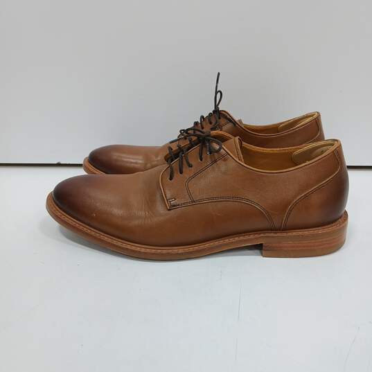 Mens Adler 80944 Brown Leather Almond Toe Lace Up Oxford Dress Shoes Size 8.5 image number 3