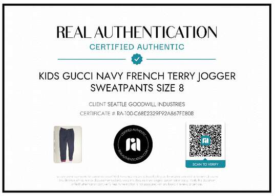 AUTHENTICATED KIDS GUCCI FRENCH TERRY NAVY SWEATPANTS BOYS SIZE 8 image number 2