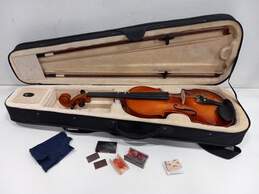 Cecillo 4 String Wooden Violin w/Case, Accessories and 2 Bows