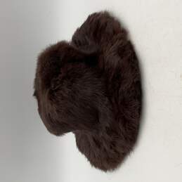 Crown Cap Womens Brown Rabbit Fur Round Brim Winter Bucket Hat Size 58CM