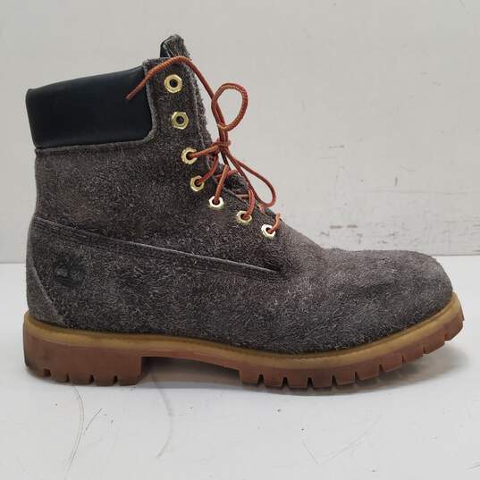 Timberlands Premium Hairy Suede 6 Inch Gray Boots Men's Size 11 M image number 1