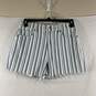Women's White Striped LOFT Hi-Rise Cut Off Denim Shorts, Sz. 28/6 image number 1