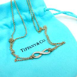 Tiffany & Co 925 Sterling Silver Infinity Pendant Chain Necklace 6.1g