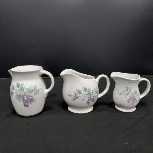 Trio of Pfaltzgraff Floral Pitchers image number 1