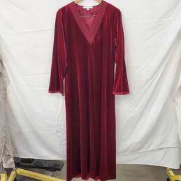 Oscar de la Renta 'Pink Label' Vintage Red Velvet Long Sleeve Dress Women's Size XL - AUTHENTICATED