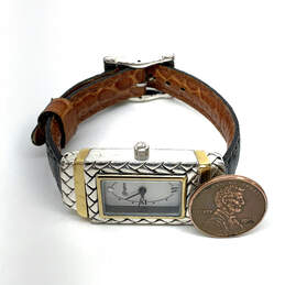 Designer Brighton Rectangle Dial Reversible Leather Strap Analog Wristwatch alternative image