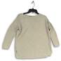 Womens Tan Crew Neck Long Sleeve Side Slit Pullover Sweater Size Small image number 1