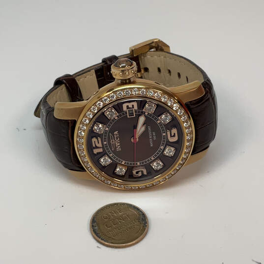 Designer Invicta Classique 6454 Gold-Tone Round Dial Analog Wristwatch image number 2