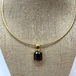 Designer Joan Rivers Gold-Tone Amber Stone Classic Choker Necklace