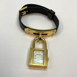Designer Joan Rivers Gold-Tone Lock Charm Rectangle Dial Analog Wristwatch alternative image