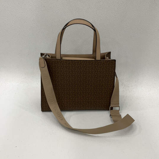 Womens Brown Signature Print Inner Pocket Detachable Strap Stylish Tote Bag image number 2