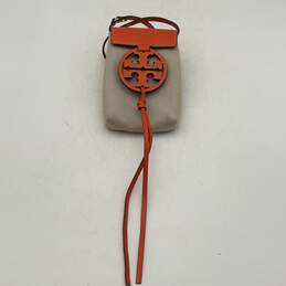 Tory Burch Womens Orange White Adjustable Strap Smart Phone Crossbody Bag