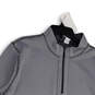 Mens Gray White Long Sleeve Mock Neck 1/4 Zip Pullover Sweatshirt Size XXL image number 3