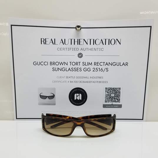 AUTHENTICATED GUCCI TORT SLIM RECTANGULAR SUNGLASSES GG 2516-S image number 1