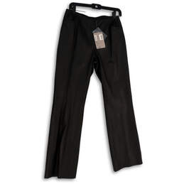 NWT Womens Black Pleated Pockets Straight Leg Casual Trousers Pants Size 8