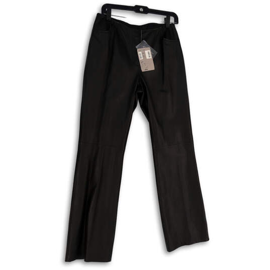 NWT Womens Black Pleated Pockets Straight Leg Casual Trousers Pants Size 8 image number 1