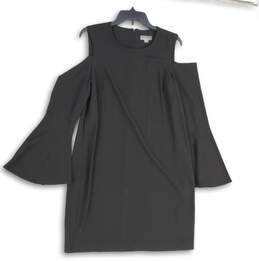Calvin Klein Womens Black Round Neck Cold Shoulder Sleeve Shift Dress Size 0