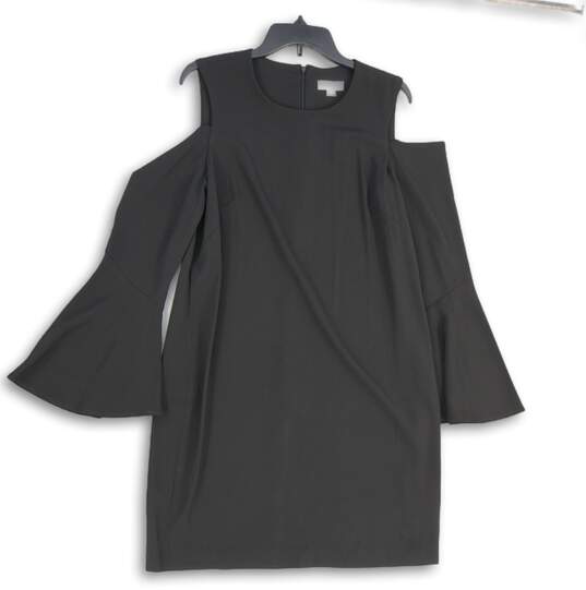 Calvin Klein Womens Black Round Neck Cold Shoulder Sleeve Shift Dress Size 0 image number 1