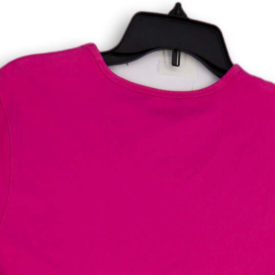 Womens Pink Round Neck Short Sleeve Regular Fit Pullover T-Shirt Size XL image number 4
