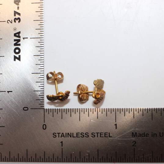 Landstrom's 10K Black Hills Gold Grape Leaf Stud Earrings - 1.0g image number 6