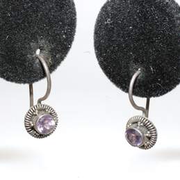 Bundle Of 3 Sterling Silver Amethyst & Dark Purple Glass Earrings - 5.7g alternative image