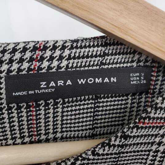 Zara Black & White Houndstooth Patterned Bell Sleeve Shift Dress WM Size S image number 3