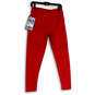NWT Womens Red Elastic Waist Tummy Control Skinny Leg Ankle Leggings Size L image number 1