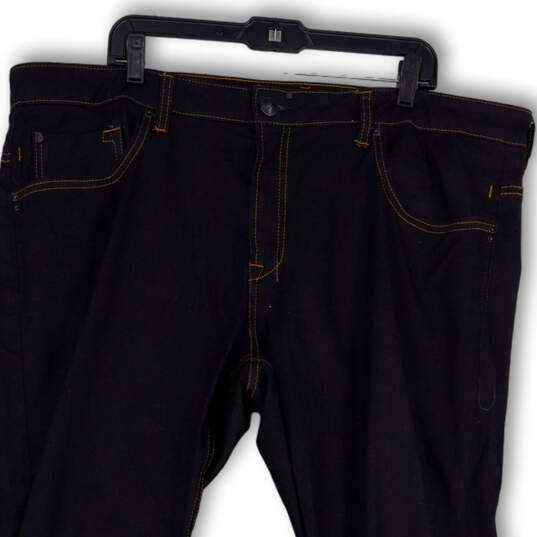 Mens Blue Denim Dark Wash Stretch Pockets Straight Leg Jeans Size 42x30 image number 3