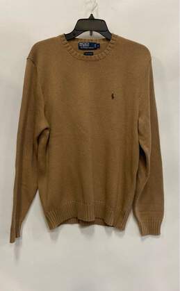 Ralph Lauren Mens Brown Cotton Knit Crew Neck Pullover Sweater Size Large
