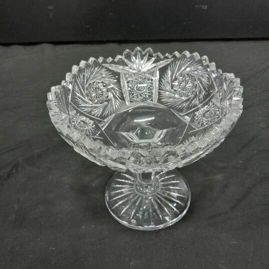 Vintage American Brilliant Pedestal Cut Glass Candy Dish image number 1