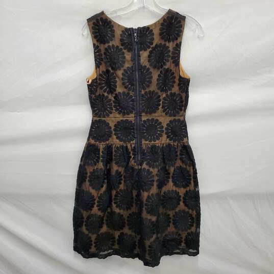 Anthropologie Leifsdottir WM's Black & Nude Daisy Embroidered Sheer Dress Size 2 image number 2