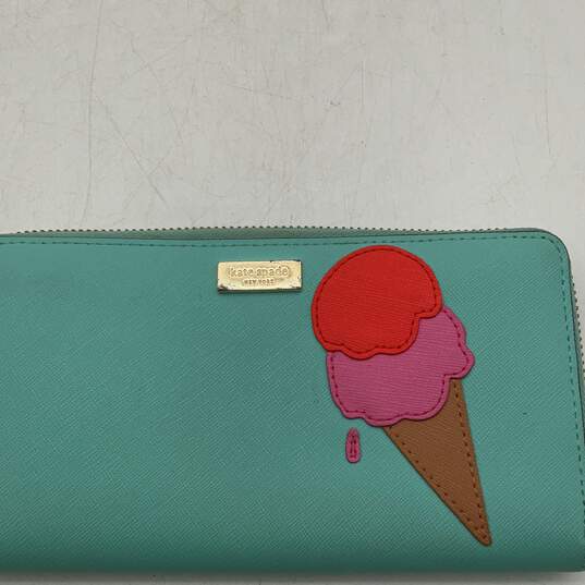 Kate Spade Womens Multicolor Leather Credit Card Holder Zip-Around Wallet image number 5