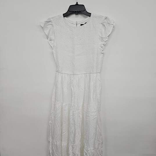 White Ruffled Tiered Flutter Sleeve Dress image number 1
