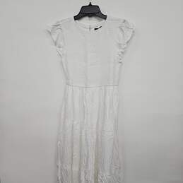 White Ruffled Tiered Flutter Sleeve Dress