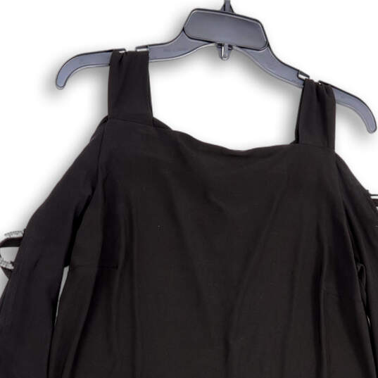 Womens Black 3/4 Sleeve Cold Shoulder Pullover Shift Dress Size Large image number 4