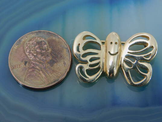 14k Yellow Gold Chunky Butterfly Cut Out Brooch 4.5g image number 6