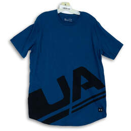 Mens Blue Heather Short Sleeve Round Neck Heatgear Graphic T-Shirt Size XL