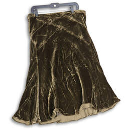 Womens Brown Velvet Flat Front Knee Length A-Line Skirt Size Large alternative image