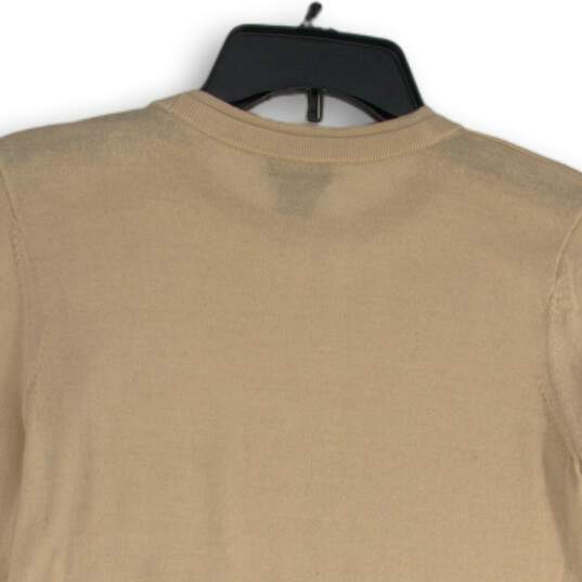 Womens Beige Yellow Long Sleeve Crew Neck Pullover Sweater Size Medium image number 4