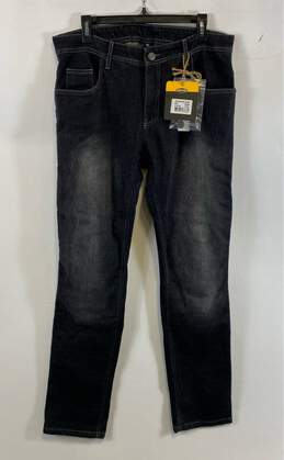 NWT Street & Steel Mens Black Pockets Knee Pads Denim Straight Leg Jeans Size 34