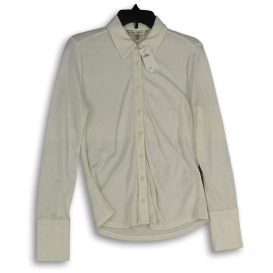 NWT Womens White Spread Collar Long Sleeve Button-Up Shirt Size Small image number 1