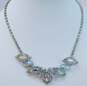 Vintage Harwood & Fashion Blue & Clear Icy Rhinestone Pendant Necklace & Stretch Bracelet 96.3g image number 2