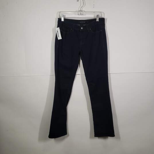 Womens Regular Fit Dark Wash Denim 5-Pocket Design Straight Leg Jeans Size 4 image number 1