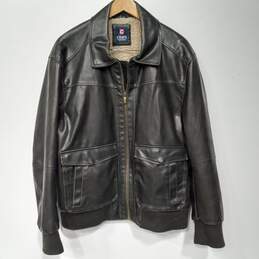 Men's Chaps Fuax Leather Full-Zip Trucker Jacket Sz L