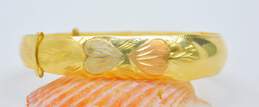 Romantic 14K Tri Color Gold Heart Motif Adjustable Bangle Bracelet 10.4g