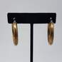 Gold Over Sterling Silver Etched Hoop Earrings 12.2g image number 1