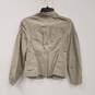 Womens Beige Pockets Long Sleeve Notch Lapel Casual Jacket Size 40 image number 2