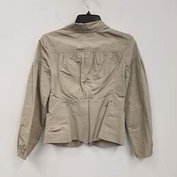 Womens Beige Pockets Long Sleeve Notch Lapel Casual Jacket Size 40 alternative image