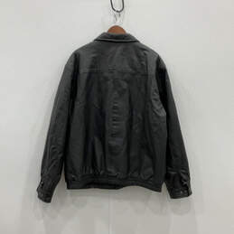 Mens Black Leather Long Sleeve Spread Collar Full-Zip Jacket Size X-Large alternative image